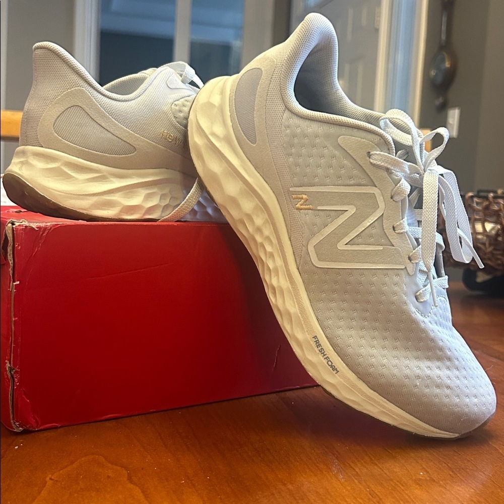 New Balance White Athletic Running Shoes